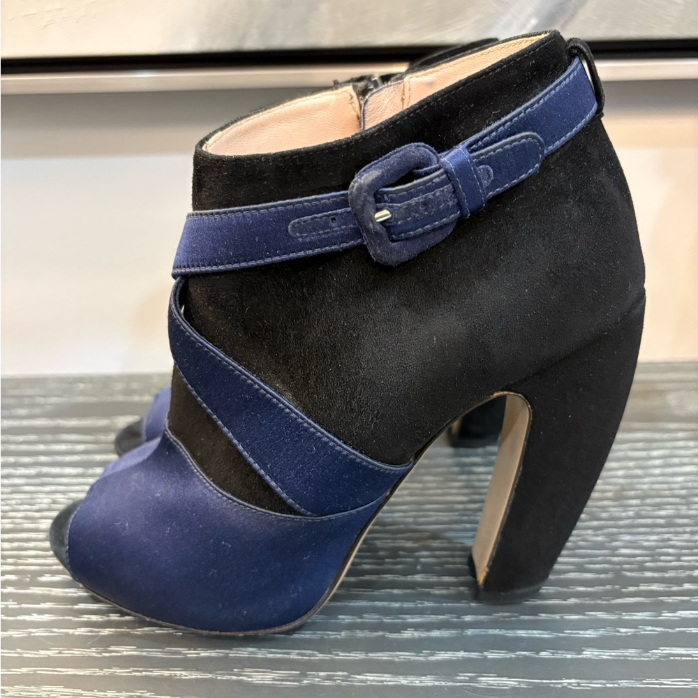 Miu Miu Satin and Suede Ankle Boots